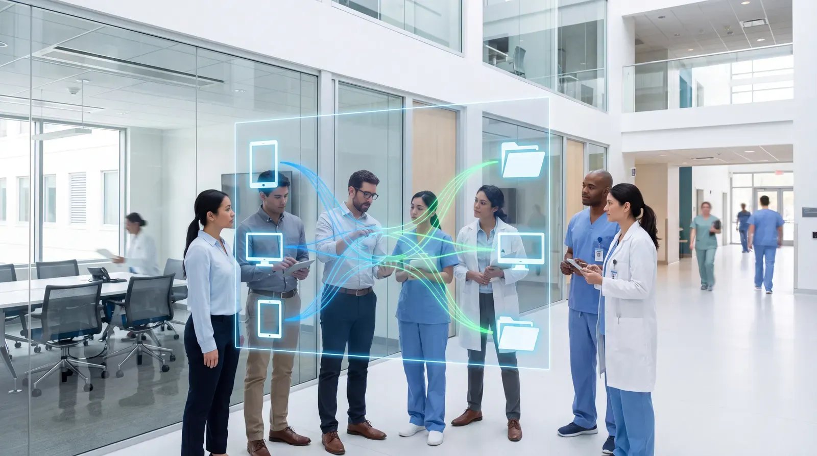 Healthcare teams connecting data and systems for an agentic AI workflow