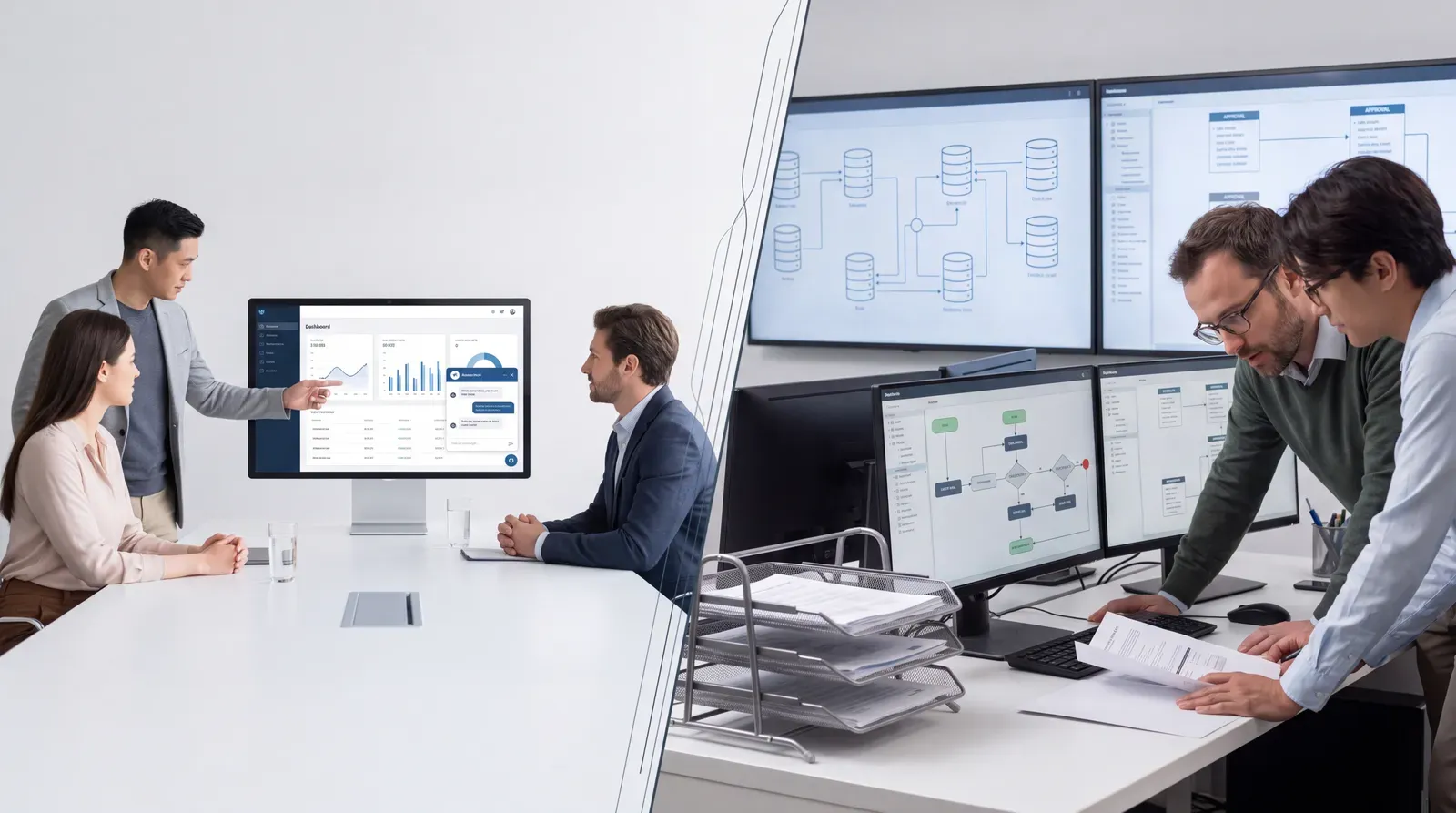 Product team comparing an AI demo with the complexity of an enterprise workflow