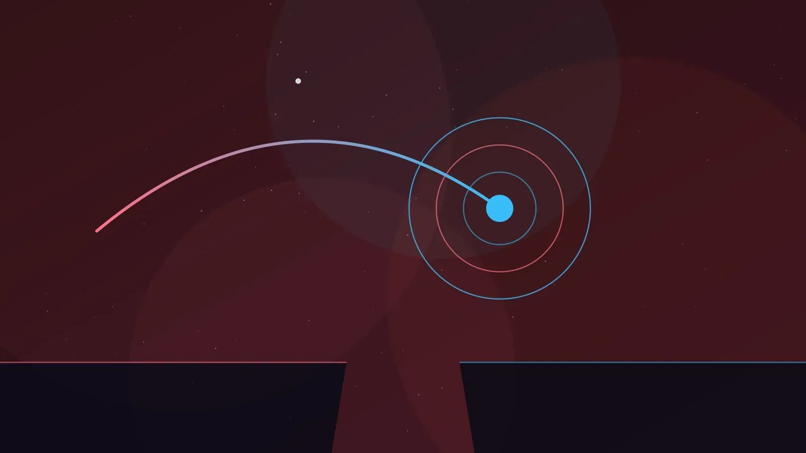 Choosing a first AI use case shown as a gold trajectory arcing into the centre of a concentric target, over a deep-space gap, in Epoqx blue and gold.